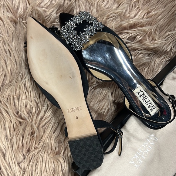 Badgley Mischka Brand Saga Crystal Buckle Pointed Toe Flat - Picture 6 of 7